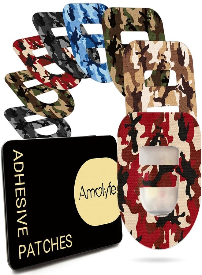 Amolyfe Omnipod 5 Adhesive Patches Waterproof, 20 Pack Amolyfe Omnipod Overpatches with Stretchable Strap, Breathable, Long-Lasting Medical Adhesive, Premium Hinged Tin (Pink Camo) - Image 1